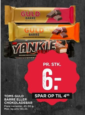 MENY Toms guld barre eller chokoladebar tilbud