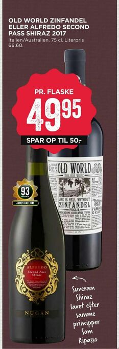 MENY Old world zinfandel eller alfredo second pass shiraz 2017 tilbud