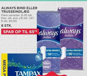 MENY Always bind eller trusseindlæg tilbud