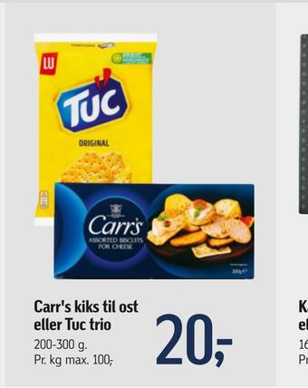 Føtex Carr's kiks til ost eller tuc trio tilbud