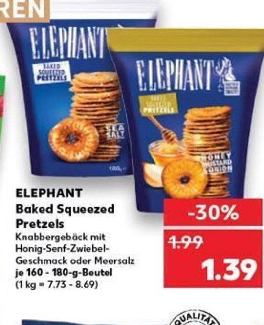 Elephant Baked Squeezed Pretzels tilbud hos Kaufland