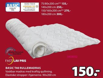 JYSK Basic T40 Rullemadras tilbud
