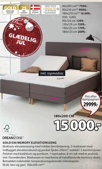 JYSK Gold E50 Memory Elevationsseng tilbud