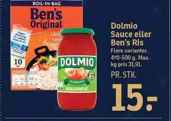 SPAR Dolmio sauce el. ben's ris tilbud
