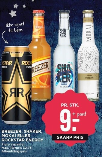 MENY Breezer, shaker, mokai eller rockstar energy tilbud