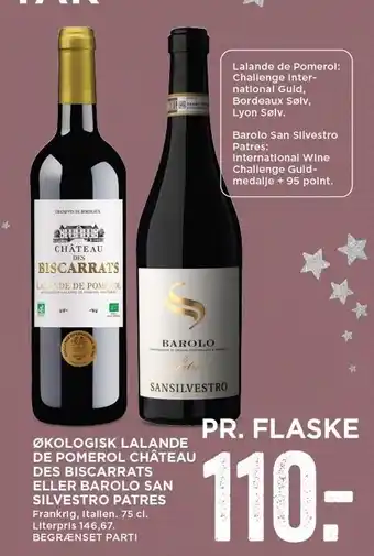 Øko lalande de pomerol château des biscarrats el. barolo san silvestro patres