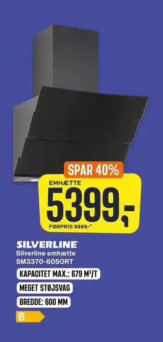 Skousen Silverline emhætte sm3370-60sort tilbud