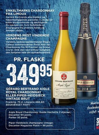 MENY Gérard bertrand aigle royal chardonnay eller piper-heidsieck vintage brut tilbud