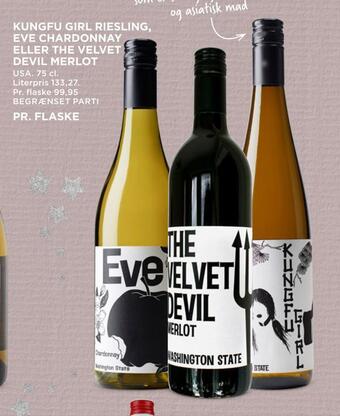 MENY Kungfu girl riesling, eve chardonnay eller the velvet devil merlot tilbud