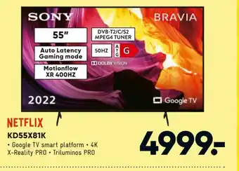 Bilka Sony Netflix KD55X81K tilbud