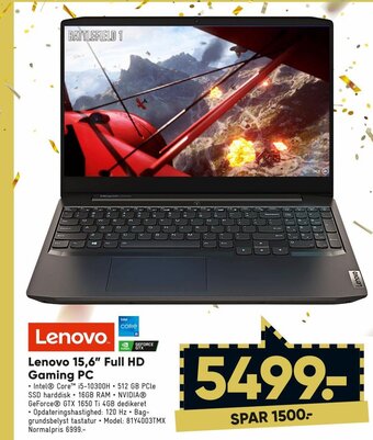 Bilka Lenovo 15.6 "Full HD Gaming PC tilbud