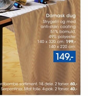 Bilka Damask dug tilbud