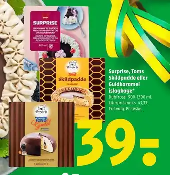 Coop 365 Surprise, toms skildpadde eller guldkaramel islagkage tilbud
