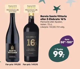Kvickly Barolo santa vittoria eller z-elebrate 16% tilbud