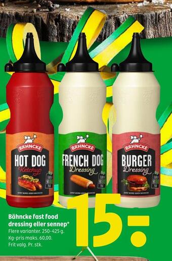 Coop 365 Bähncke fast food dressing eller sennep tilbud