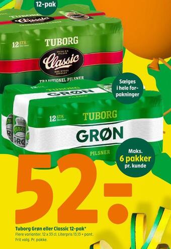 Coop 365 Tuborg grøn eller classic 12-pak tilbud