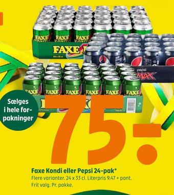 Coop 365 Faxe kondi eller pepsi 24-pak tilbud