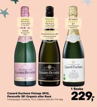 Kvickly Canard-duchene vintage 2012, paracelle 181 organic eller rosé tilbud