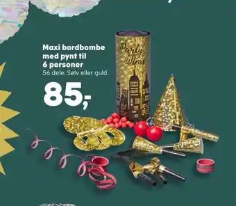 Maxi bordbombe med pynt til 6 personer