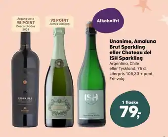 SuperBrugsen Unanime, amaluna brut sparkling eller chateau del ish sparkling tilbud