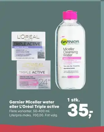 Kvickly Garnier micellar water eller l'oréal triple active tilbud