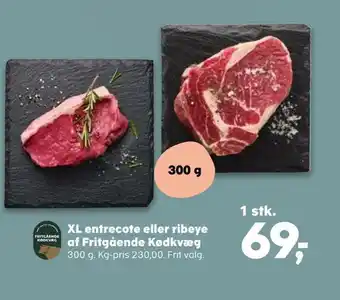 SuperBrugsen Xl entrecote eller ribeye af fritgående kødkvæg tilbud