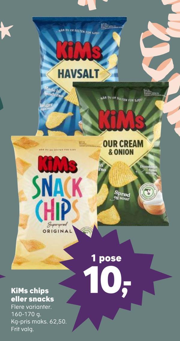 Kims chips eller snacks tilbud hos SuperBrugsen