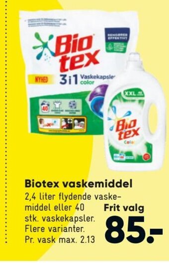 Bilka Biotex vaskemiddel tilbud