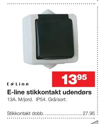 Bauhaus E-line stikkontakt udendørs tilbud