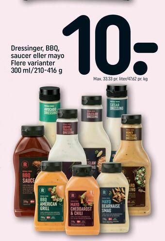 REMA 1000 Dressinger, BBQ, saucer eller mayo tilbud