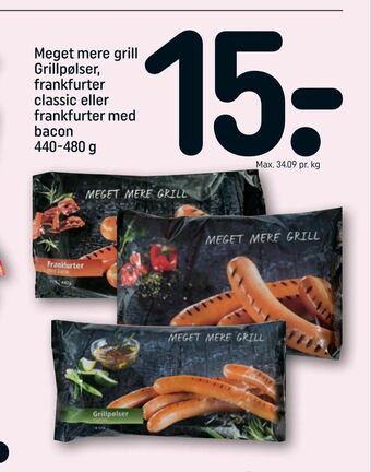REMA 1000 Meget mere grill Grillpølser, frankfurter classic eller frankfurter med bacon tilbud