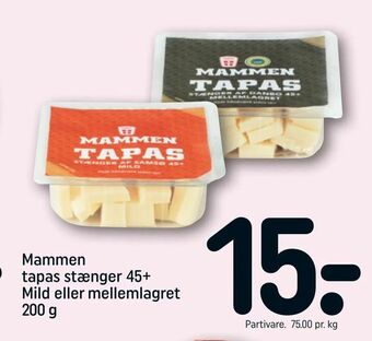 REMA 1000 Mammen tapas stænger 45+ Mild eller mellemlagret tilbud