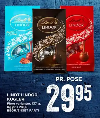 MENY Lindor chokoladekugler extra dark tilbud
