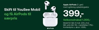 YouSee Apple airpods 3. gen tilbud