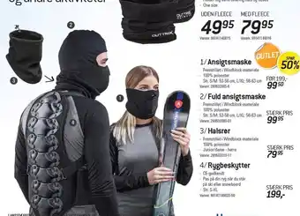 Ansigtsmaske, halsrør el. rygbeskytter
