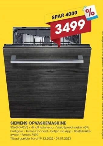 Punkt1 Siemens opvaskemaskine tilbud