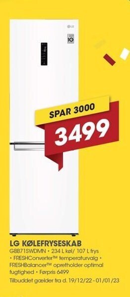 Punkt1 Lg kølefryseskab tilbud