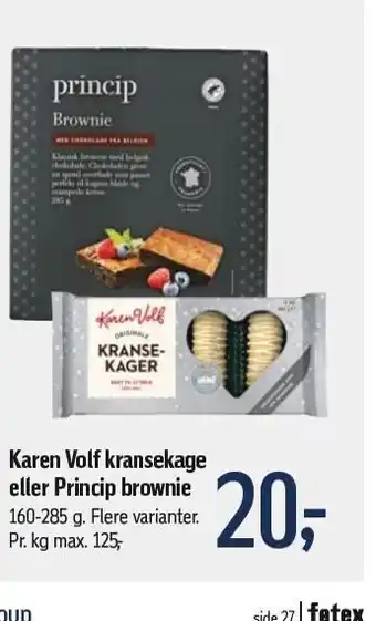 Føtex Karen volf kransekage el. princip brownie tilbud