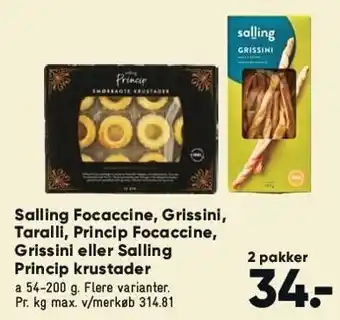 Focaccine, grissini, taralli el. krustader - 2 pk.