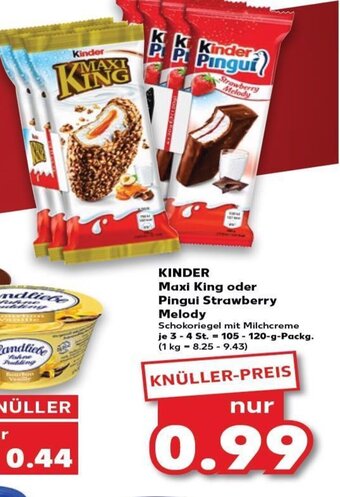 Kaufland Kinder Maxi King oder Pingui Strawberry melody tilbud