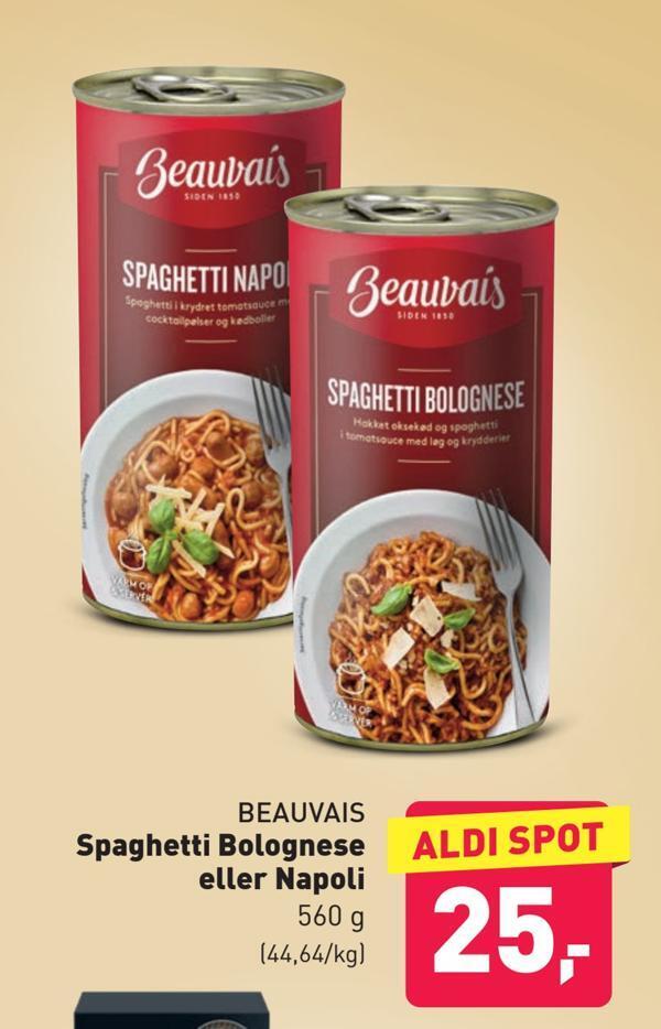 Spaghetti bolognese eller napoli tilbud hos ALDI