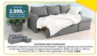 Daells Bolighus Sovesofa med chaiselong tilbud