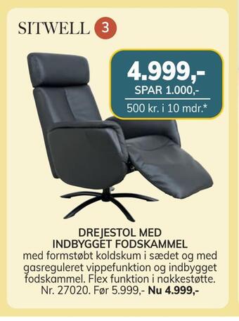 Daells Bolighus Drejestol med indbygget fodskammel tilbud