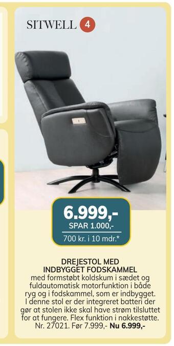 Daells Bolighus Drejestol med indbygget fodskammel tilbud