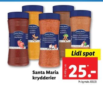 Lidl Santa maria krydderier tilbud