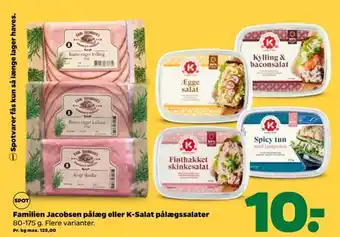 Netto Familien jacobsen pålæg eller k-salat pålægssalater tilbud