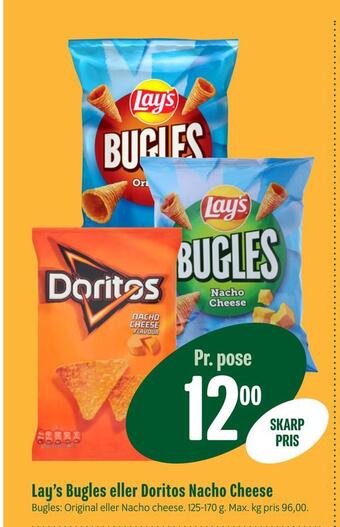 Min Købmand Lay's bugles eller doritos nacho cheese tilbud