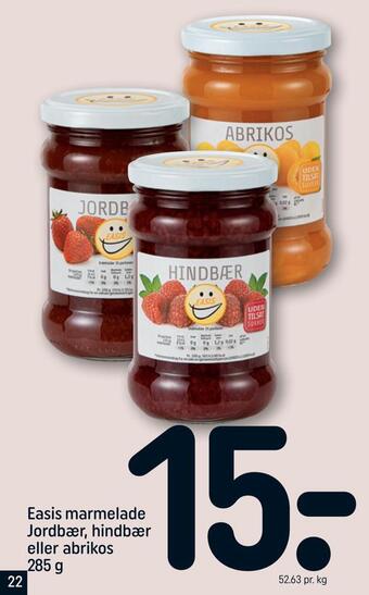 REMA 1000 Easis marmelade jordbær, hindbær eller abrikos tilbud
