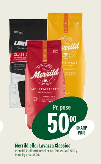 Min Købmand Merrild eller lavazza classico tilbud