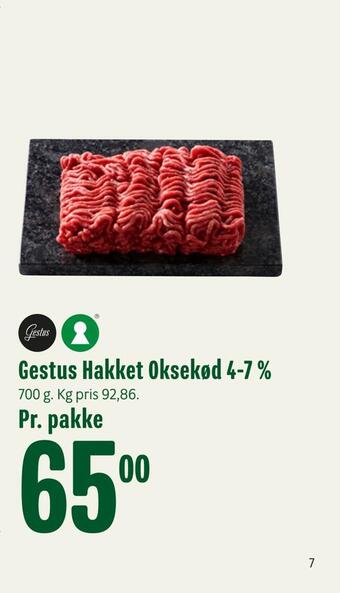 Min Købmand Gestus hakket oksekød 4-7 % tilbud